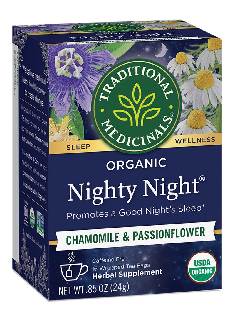 Traditional Medicinals Organic Nighty Night, Promotes Good Night's Sleep, Chamomile & Passionflower, Caffeine Free, 16 Tea Bags - Image 1